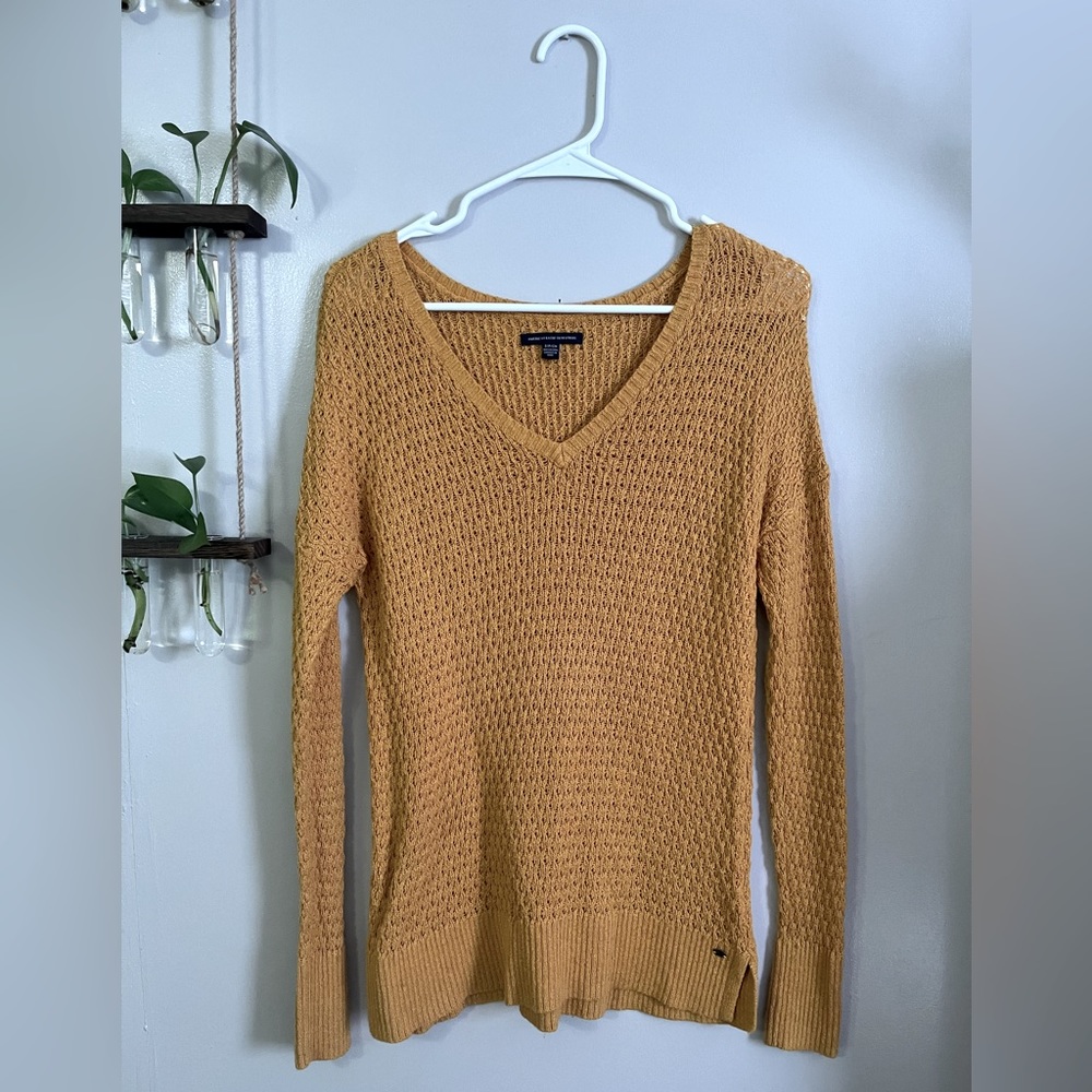American Eagle, mustard yellow knit sweater, Size S, NWOT